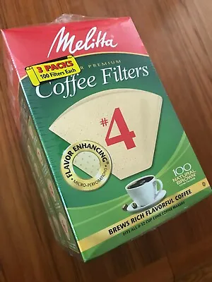 Melitta #4 Cone Coffee Filters 3 Boxes 100 Each = 300 Ct In Original Shrink Wrap • $5.99