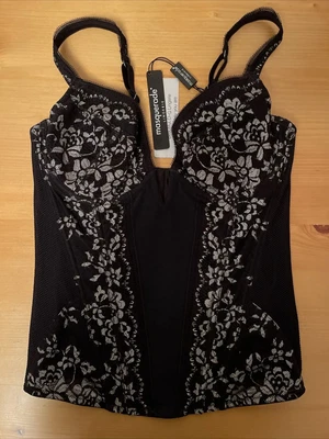 £40 • Buy MASQUERADE LINGERIE BNWT Women’s Black & Silver Minerva Longline Basque 32DD