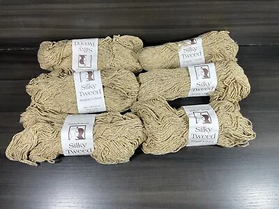 6x Elsebeth Lavold Silky Tweed Yarn 131yd Each Beige Silk Cotton Wool Blend • $36.27