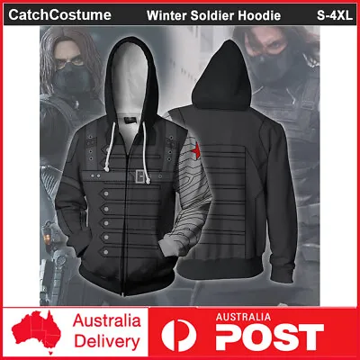 Avengers Winter Soldier Bucky Barnes Hoodie Sweatshirt Cosplay Jacket Coat • $36.47