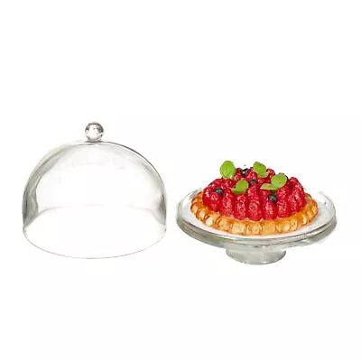 Dollhouse Miniature Mixed Fruit Tort Displayed In Cake Stand By Miniatures World • $17.99