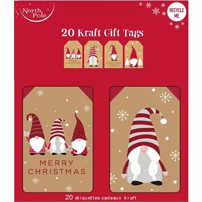 £3.49 • Buy 20 X Christmas Kraft Gonk Gift Tags Xmas Wrapping - Recycle Me Card