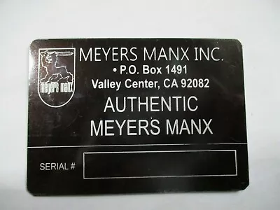 Nameplate Id-plate Sign Meyers Manx Buggy S64 S67 • $42.53