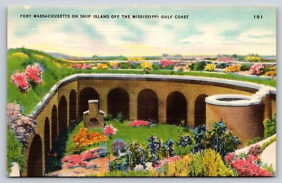 Fort Massachusetts On Ship Island Mississippi Gulf Coast Vintage Postcard • $2.49
