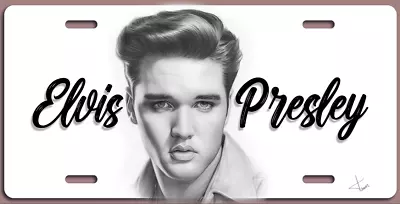 ELVIS PRESLEY PENCIL DRAWING ARTWORK LICENSE PLATE Made In USA • $28.99