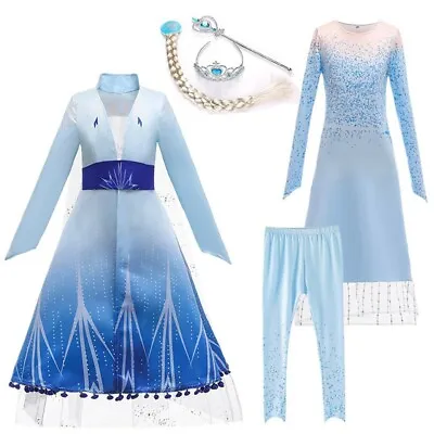 2020 NEW Elsa Costume Halloween Party Dress & Cosplay Set For Girls 2-11 Years • $21.98