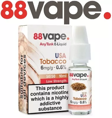 88 Vape E-Liquid 3mg 6mg 11mg 16mg Nicotine Any Pen 10m Vape Juice Pack Of 10 • £9.95