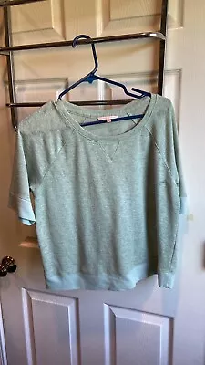 Victorias Secret Short Sleeve Crop Style Sage Green Knit Sweater Size Medium • $8