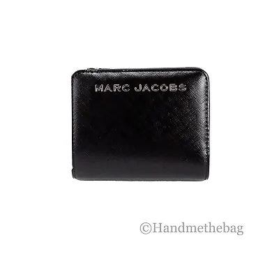 Marc Jacobs Mini Black Crossgrain Leather Compact Coin Pouch Card Wallet • $89