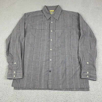 Mountain Hardwear Shirt Mens Large Gray Striped Button Organic Cotton Polyester • $17.66