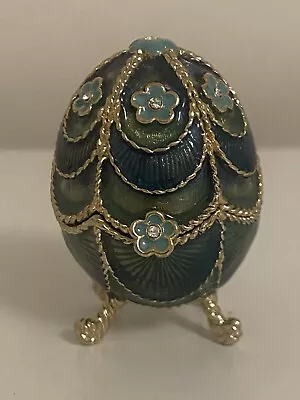 MONET Robin Egg Blue/Green/Gold COLLECTIBLE ENAMEL KEEPSAKE TRINKET BOX • $19.99