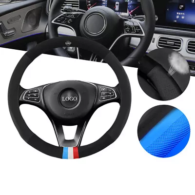 15  38cm Steering Wheel Cover Suede Leather For 1999-2024 Mercedes-Benz Black US • $29.99