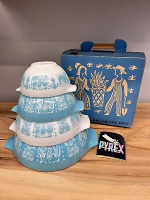 $395 • Buy Vintage Pyrex Butterprint Cinderella Mixing Bowls New Old Stock With Box & Flyer