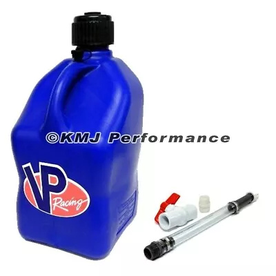 VP Racing Blue Square 5 Gallon Race Fuel Jug Gas Can + Fill Hose W/ Shut Off • $46.95