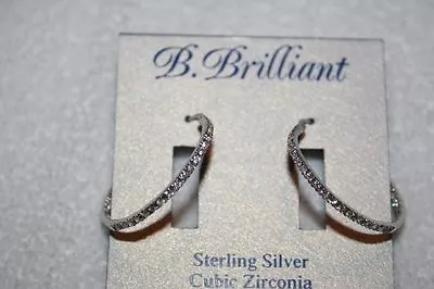 New!! B Brilliant Sterling Silver 30MM Cubic Zirconia Earrings ORIGINALLY $100 • $20.99