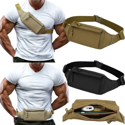 Men Waist Bag Tactical Nylon Fanny Pack Military Molle Travel Hip Belt Bum Pouch • £8.69