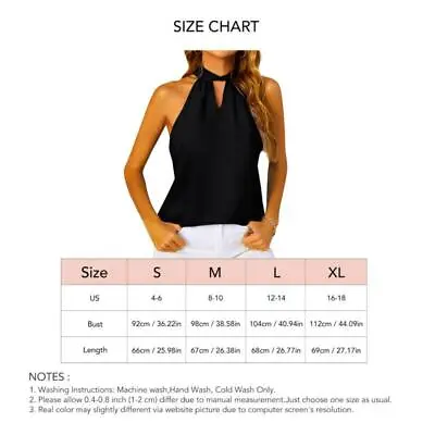 Women's Loose Fit Halter Neck Tank Top - Summer Sleeveless T-Shirt XL Black • £11.52