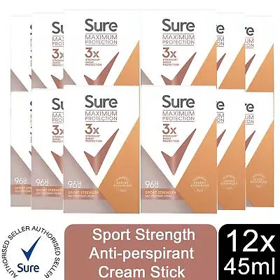 £38.99 • Buy Sure Women Maximum Protection Sport Strength Anti-Perspirant Cream, 12Pack, 45ml