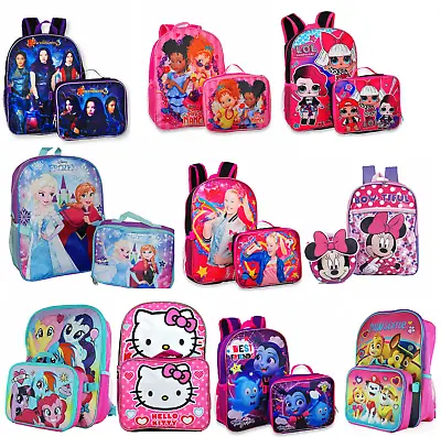 Little Girls School Backpack Lunch Box Set Large Book Bag Kids Children Toddler • £23.74