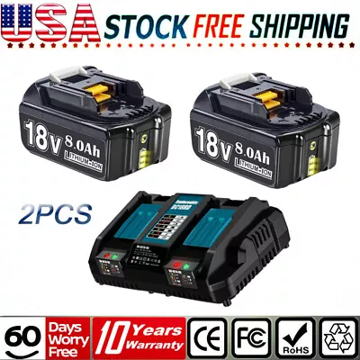 2X For Makita 18V 8.0Ah LXT Lithium Battery / Charger BL1830 BL1850 BL1860 TOOLS • $17.09