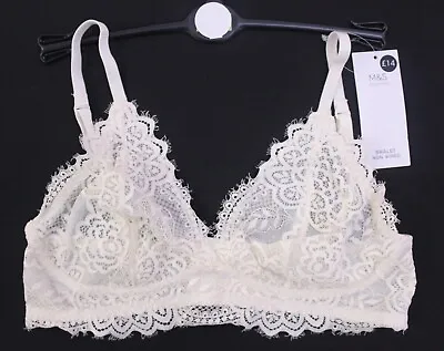 M&s Collection Crochetlace Non Padded Bralet Bnwt Cream Mix~ Size~10 12 18 20 • £6.95