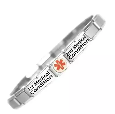 Custom Made Two Conditions Medical Alert Stainless Steel Bracelet - Adjustable • £17.66