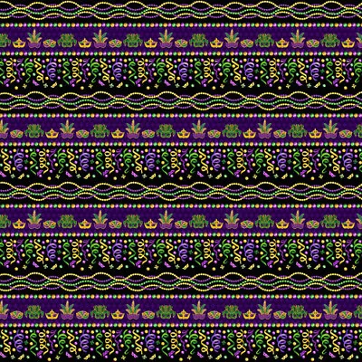 Mardi Gras Border Stripe By Henry Glass Masks Beads Cotton Fabric Half Yard • $6.25