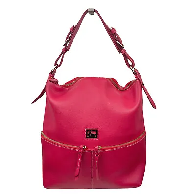 DOONEY BOURKE DILLEN Double Pockets Cerise Pebble Leather Shoulder Bag  • $130