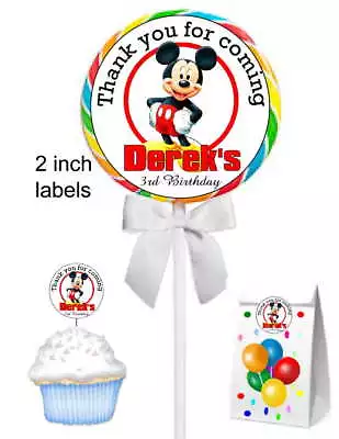 20 Mickey Mouse Birthday Party Favors Stickers Labels For Your Party Favors • $5.99