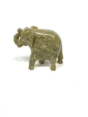 Vintage Hand Carved Natural Stone Marble Elephant Figurine • $10