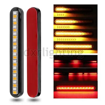 2X LED Motorcycle Turn Signals Light Strip Mini Flowing Sequential Amber Red DRL • $9.99