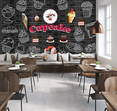 3D Cupcake Dessert A7072 Wallpaper Wall Murals Self-adhesive Commercial Amy • $79.99