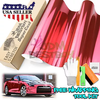 Supercast Chrome Rose Red Car Vinyl Wrap Decal Sticker Bubble Free Sheet Film • $4.99