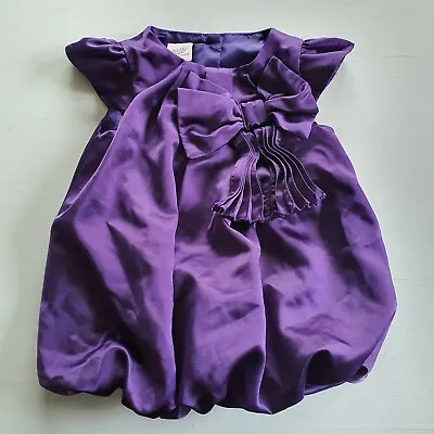 £9.99 • Buy TED BAKER BABY Girls Purple Satin Balloon Style Party Dress AGE 0-3 Months 