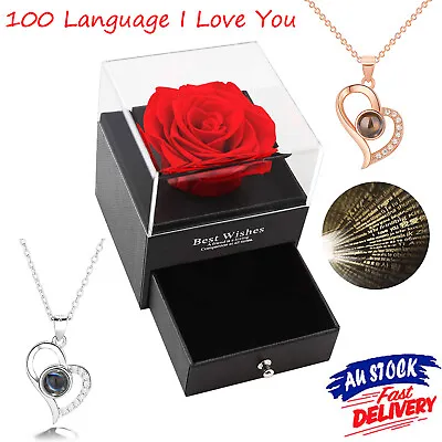 925 Silver I Love You In 100 Languages Projection Heart Pendant Necklace Jewelry • $11.99