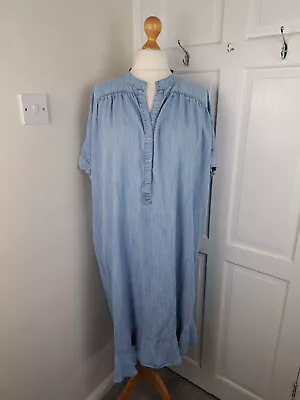 AND/OR Light Blue Denim Oversized Shirt Dress Size 14 • £24.99