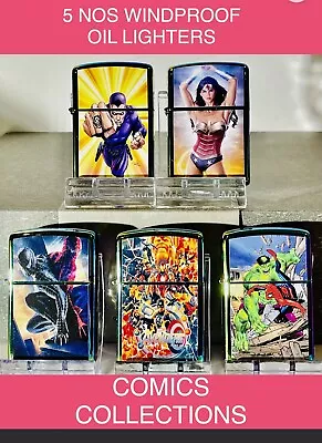 5 Nos Windproof Oil Lighters Zippo Fluid Comic Collections Avengers Spiderman • $49.95