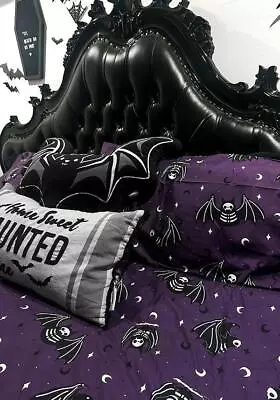 Batty Bones Bats Queen Quilt Duvet Pillowcase Set Gothic Dark Home • $66.91