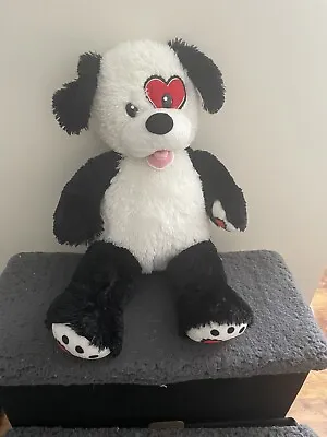Build-A-Bear Black And White 18  Puppy Dog Plush With Red Heart Eye Patch • £8