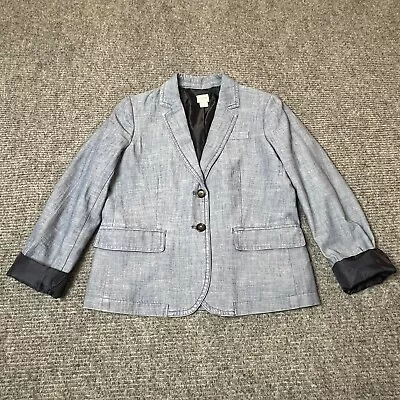 J.Crew Womens Blazer Size 6 Schoolboy Blue Chambray Button Front • $13.94