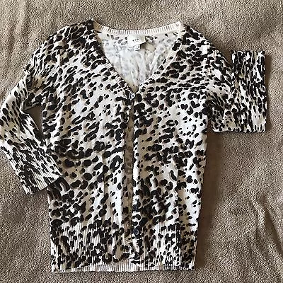 ECI New York Sz S Animal Print Sweater 3/4 Sleeve Career Cardigan Button Up • $11