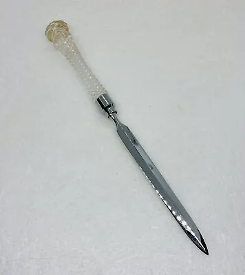 Vintage Crystal Glass Handle Letter Opener Stainless Blade 9.5” Art Decor 11 • $34.22