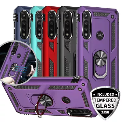 For Motorola Moto G Power 2020 Ring Case Magnetic Metal Stand +Tempered Glass • $8.95