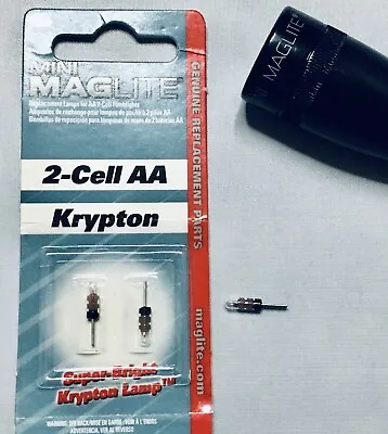 Maglite Replacement Bulbs- 2 Cell AA Mini Flashlight Super Bright KRYPTON 2 Pack • $9.75