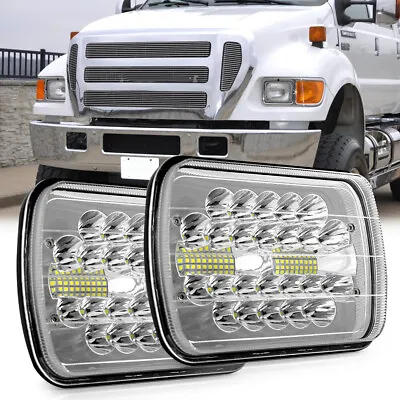 Pair 7X6  5x7  LED Headlight For Ford Super Duty Truck F550 F650 F750 F600 F700 • $37.89