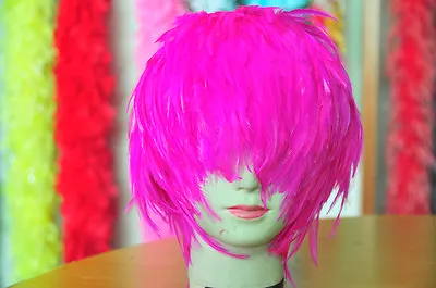 Wig Feather Wig Costume Wig Halloween Wig Bird Wig Hackle Hot Pink Shocking Pink • $18.99