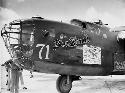 WW2 WWII Photo USAAF B-24 Liberator Heavy Bomber Blue Streak World War Two  5835 • $6.99