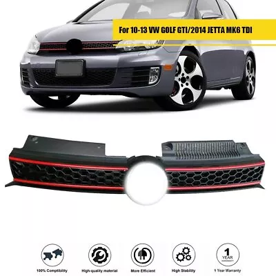 Grille Grill For 2010-2014 MK6 Golf GTI  Wagen Black Red Trim Mesh ABS • $41.12