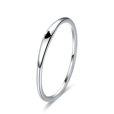 Real 925 Sterling Silver Simple Love Finger Rings For Women Girls Gift Size 5-10 • $5.39