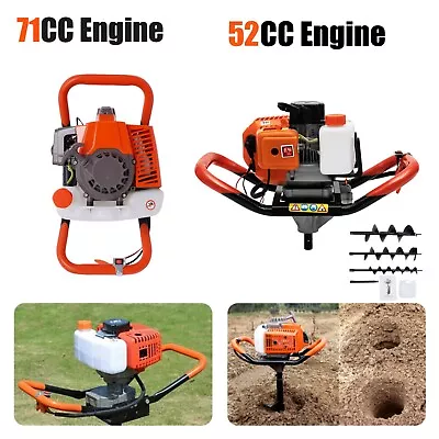 72CC/52CC Post Hole Digger Gas Powered Earth Auger Borer Ground + 4  6  8  Bits • $100